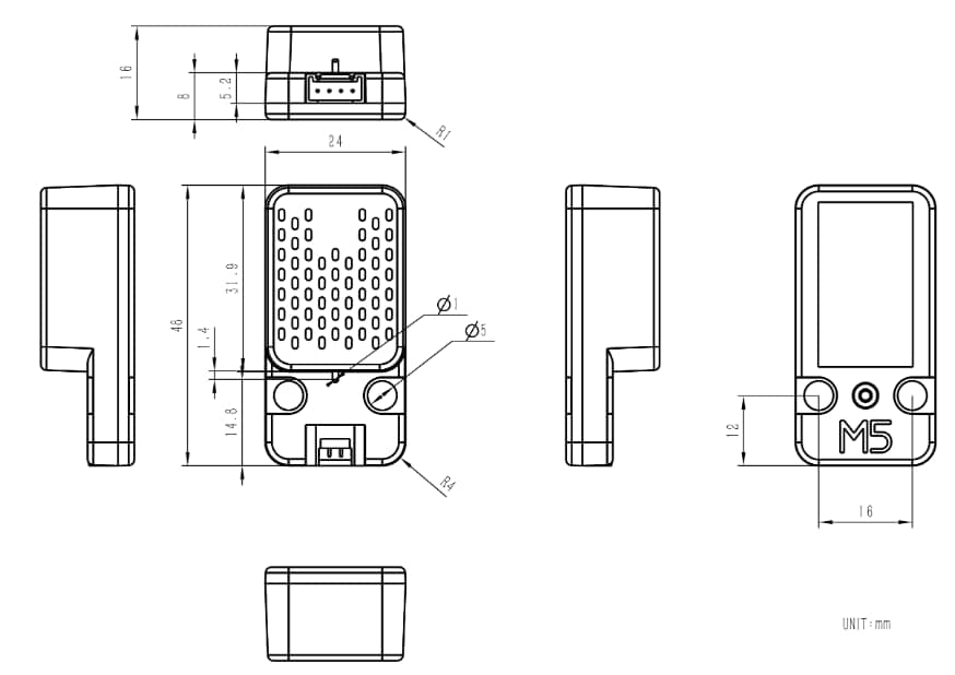 Mechanical Drawing - M5Stack U194 ASR Unit